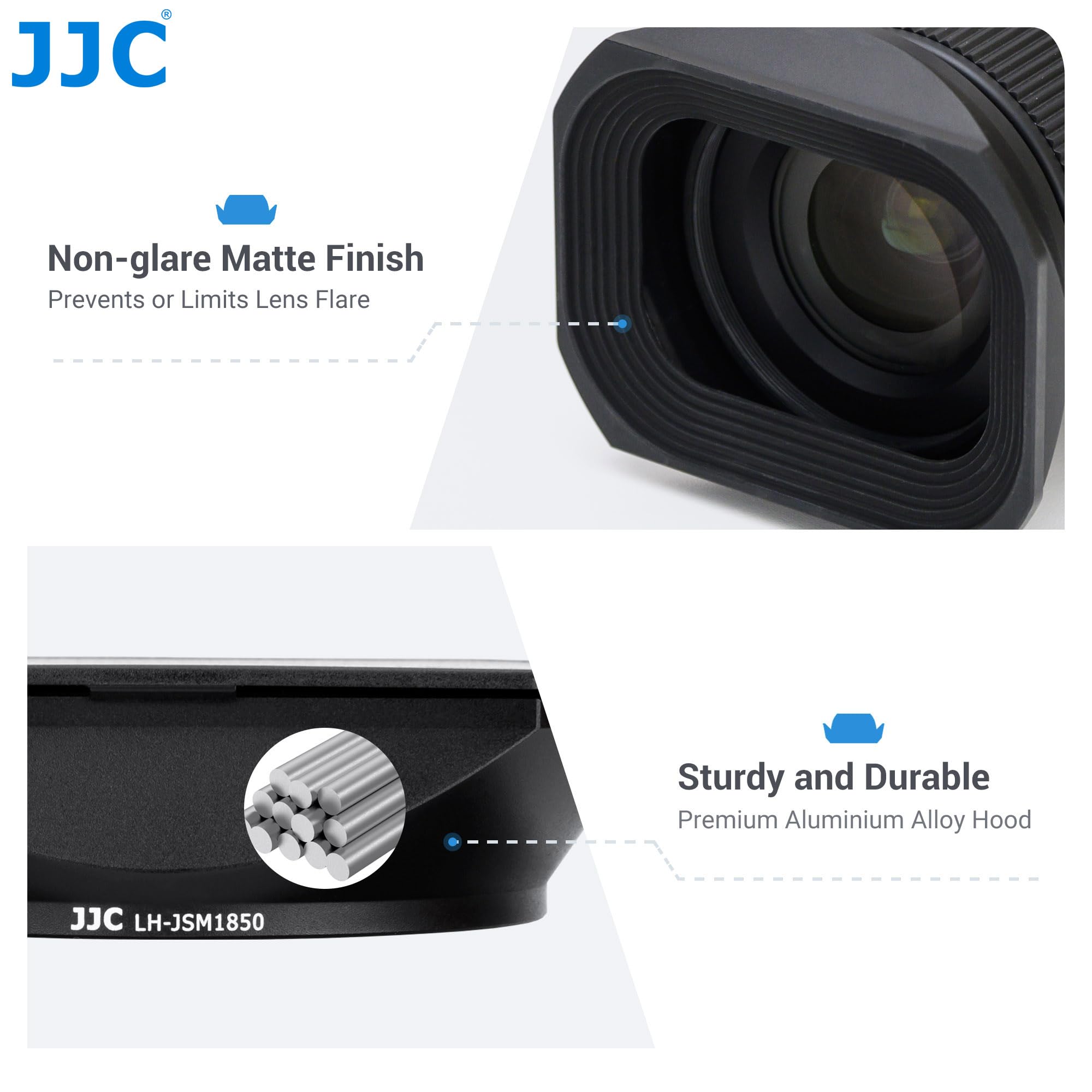 JJC Paraluce Quadrato in Metallo per Obiettivo Sigma 18-50mm F2.8 DC DN con Cappuccio dal Design a Scorrimento – Una Scelta Alternativa per paraluce in plastica Sigma LH-582-02