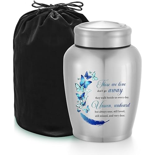 SOITIS Large Urns for Adult Male Female-Decorative Urns, Stainless Steel Funeral Keepsake for Ashes Remains Cremation Urn for Human Ashes for Women Man