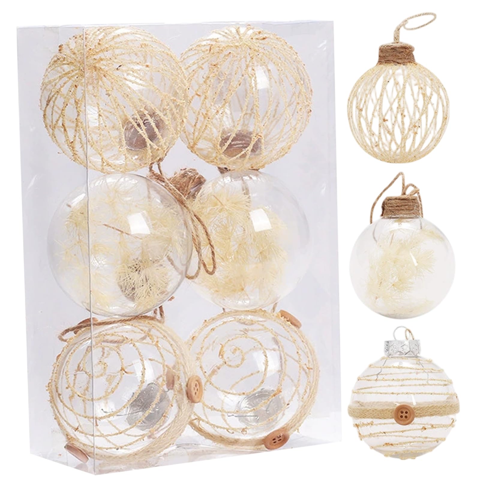 Boules de Noël en plastique transparent finie la casse sur l'arbre