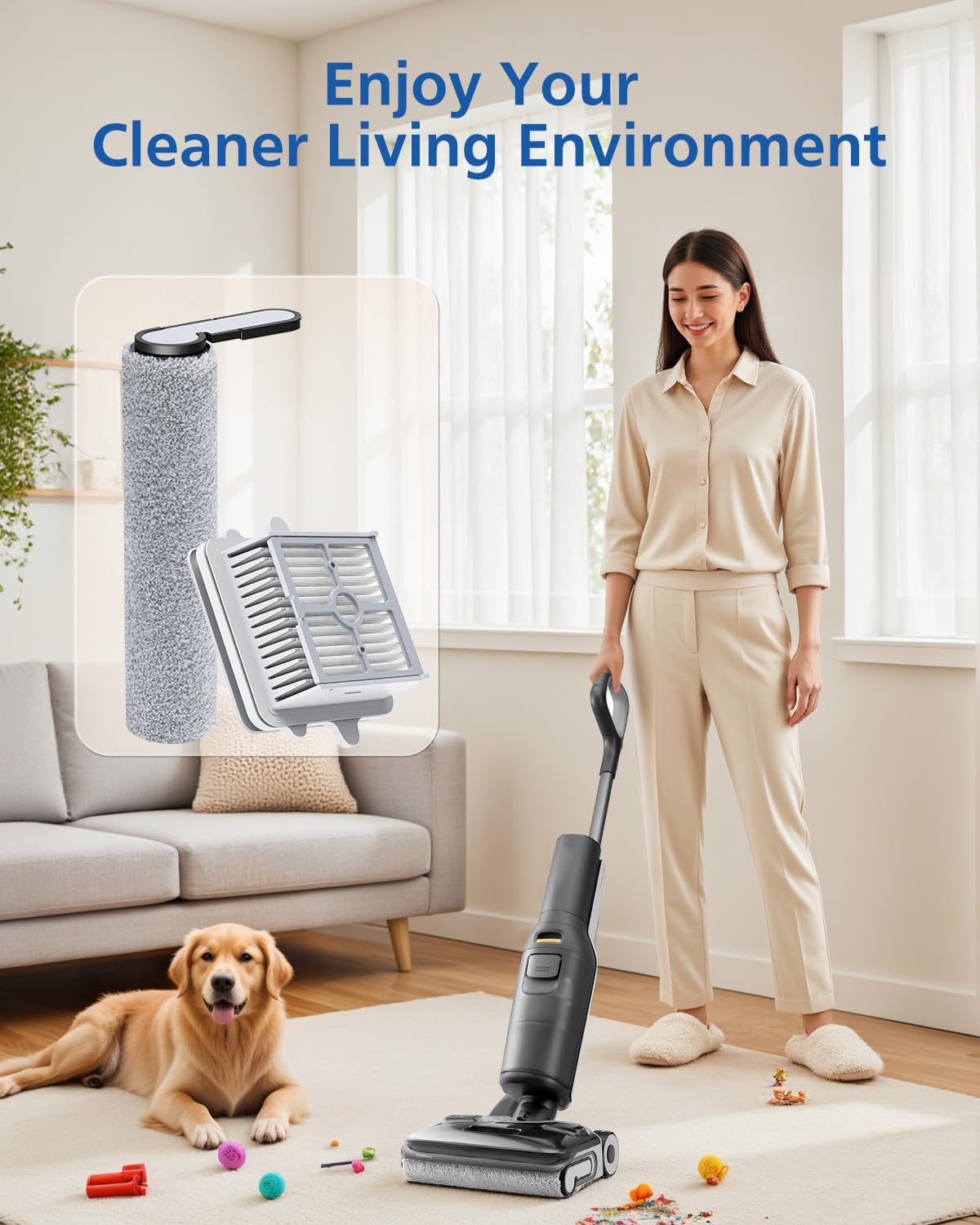 F25 Brush Rollers and HEPA Filter Replacement Kit Accessories, Compatible with Roborock F25/F25 ACE/F25 ALT/F25 LT/F25 RT/F25 ACE/F25 GT Cordless Wet Dry Vacuum Cleaner