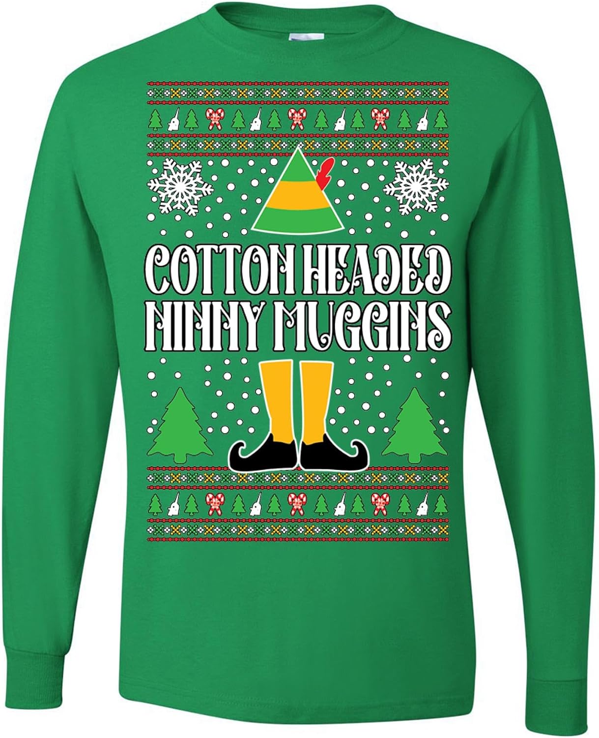 Cotton Headed Ninny Muggins Elf Ugly Christmas Mens Long Sleeves