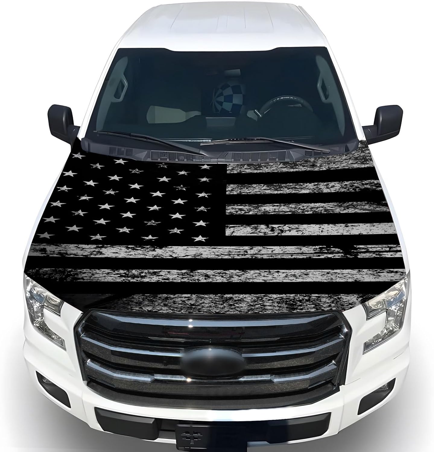 Car Hood Flag Cover - 59x51 in Car Hood Cover Eagle Flag with 2 Adjustable Fasteners, Patriotic American Flag Bonnet Banner Universal Fit for Trucks, SUV, Patriotic America Flag Cars Decor