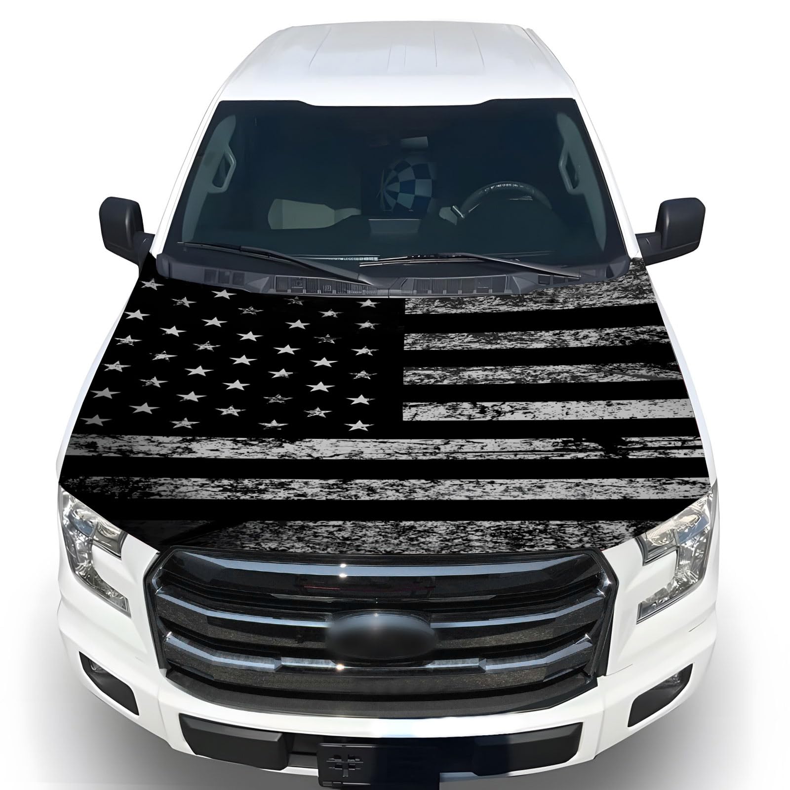 Car Hood Flag Cover - 59x51 in Car Hood Cover Flag with 2 Adjustable Fasteners, Patriotic American Flag Bonnet Banner Universal Fit for Trucks, SUV, Patriotic America Flag Cars Decor