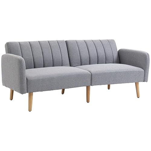 HOMCOM Canapé Convertible 2 Places Dossier Inclinable 3 Positions Gris