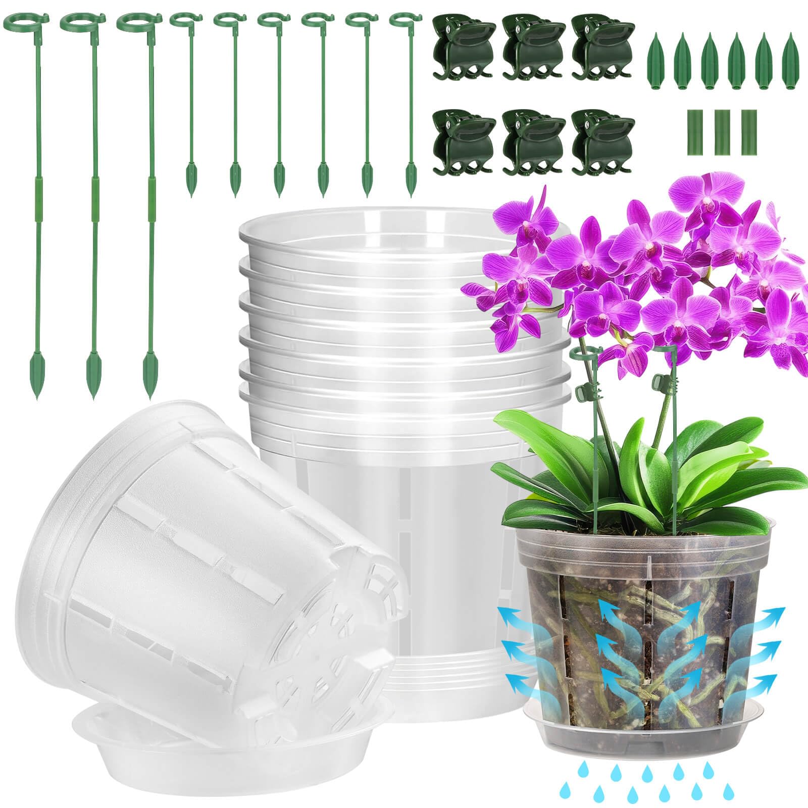 Photo 1 of Tetutor 6 Pack Plastic Orchid Pots with Holes, 4 Inch Clear Orchid Pots