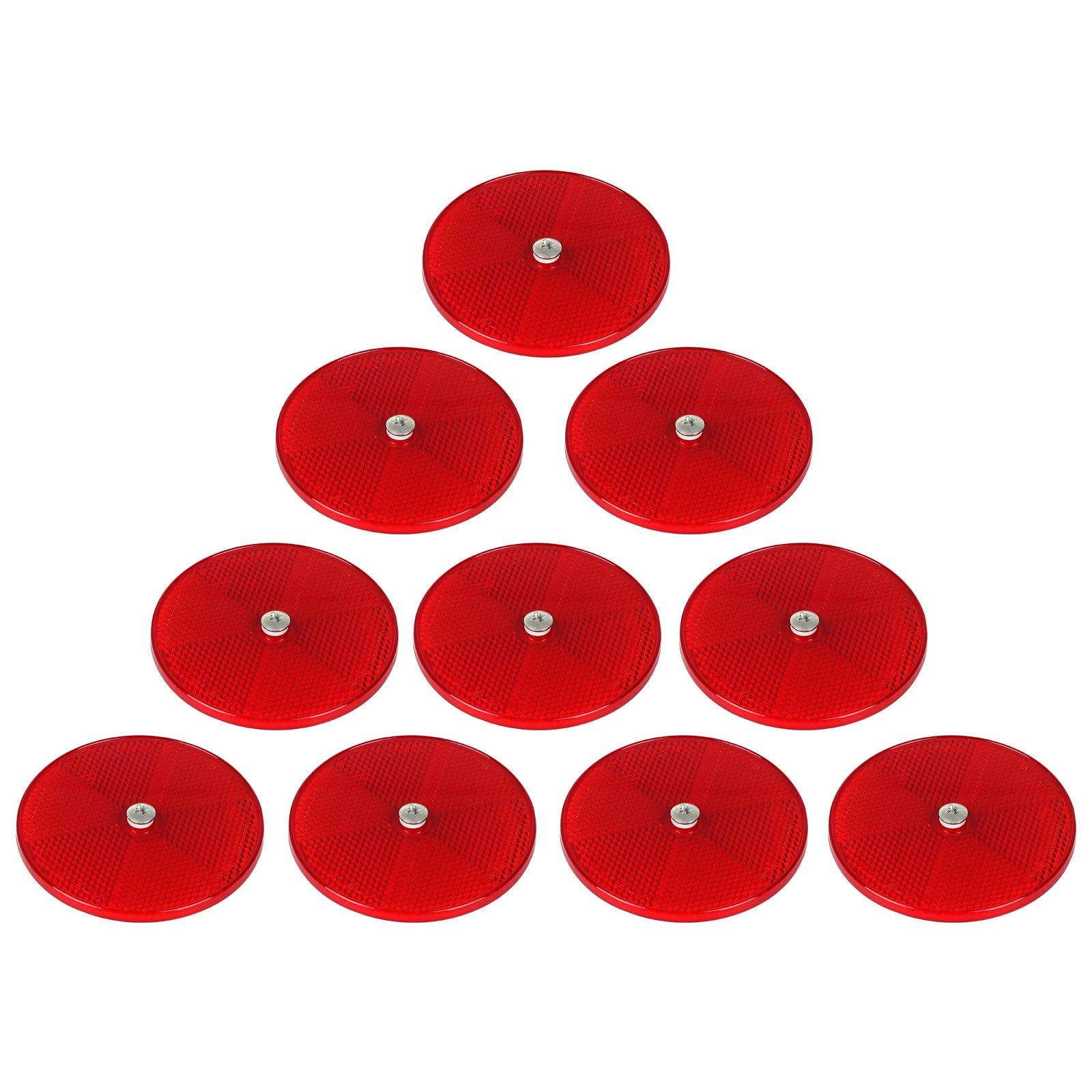 10 Pack Red Screw on Round Reflectors, E11 Approval Road Safety