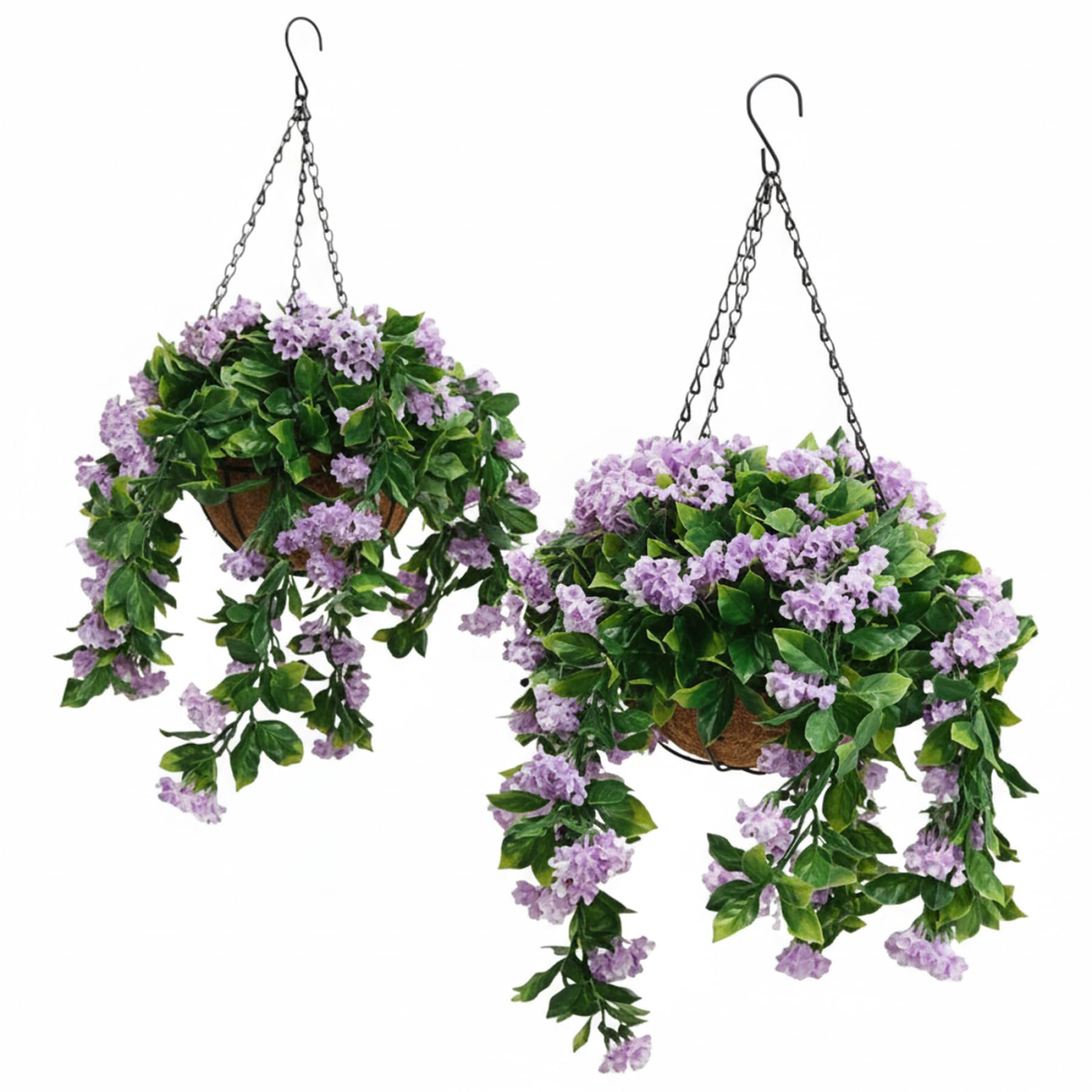 Cestas colgantes artificiales de mirto crepé púrpura decorativas para exterior e interior