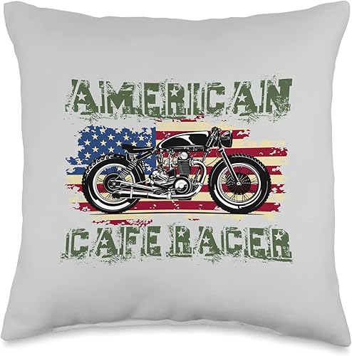 American Cafe Racer Biker Men Women Adult Teens Boys Girls Throw Pillow, 16x16, Multicolor