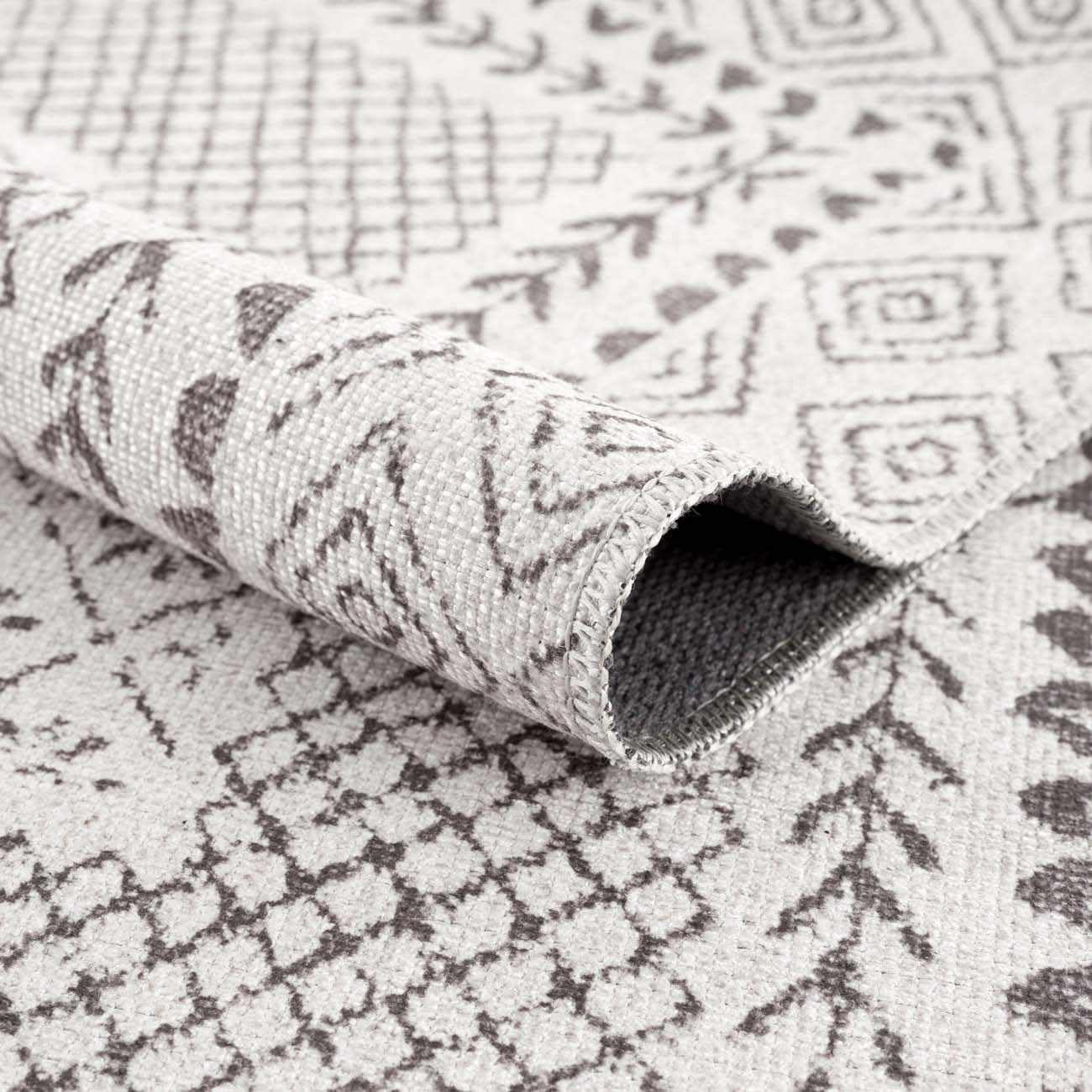 Hauteloom Burdette Machine Washable Boho Vintage Bordered Area Rug - Farmhouse Traditional Trellis Carpet for Living Room, Bedroom - Transitional - Gray, Cream, Charcoal - 7'10" x 10'3" (8x10)