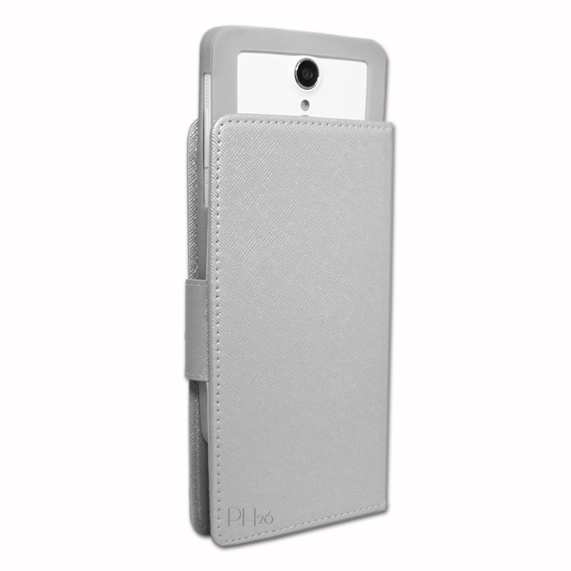 PH26® - Custodia a portafoglio per Samsung Galaxy SCL i9003, in pelle, con porta carte e impunture a vista