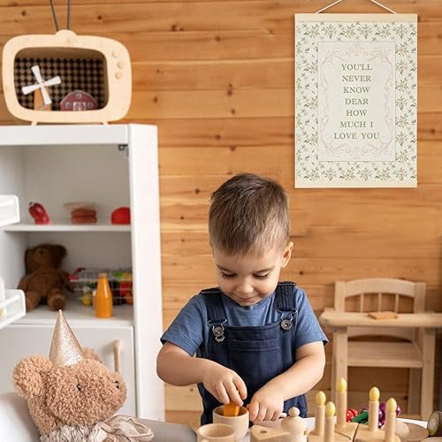 Miniatura 6 de Bandera con texto en inglés "You Never Know Dear How Much I Love You", decoración floral rosa, decoración de habitación de bebé, regalo elegante