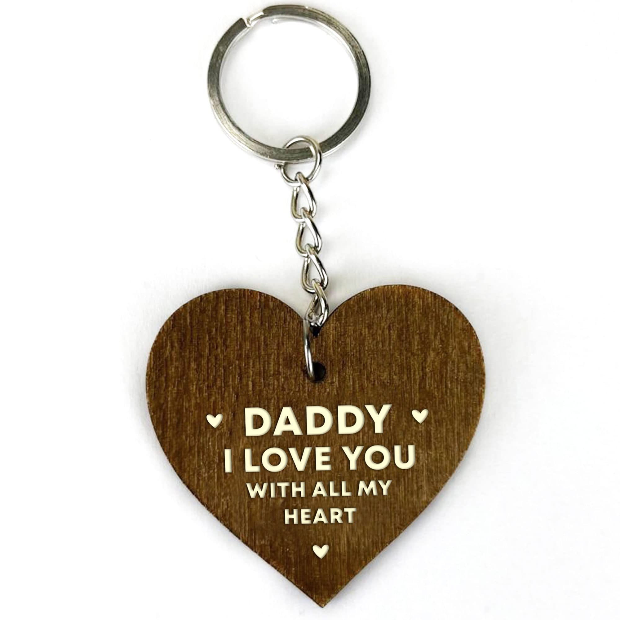 RED OCEAN Daddy Gifts From Daughter Son Wood Keyring Fathers Day Gift For Daddy Birthday Gift Love You Gift