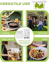 Vista 7 de Paquete de 6 bandejas para alimentos con tapas, tamaño 1/6 irrompible, apilable, de plástico, para fiestas, catering, cocinas caseras, preparación