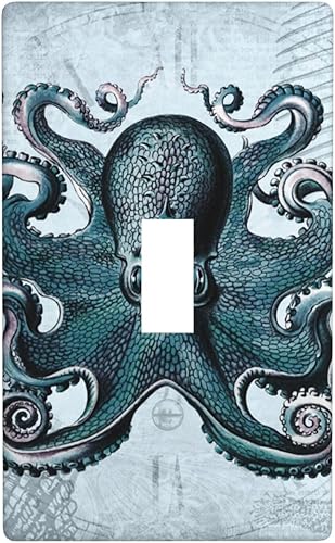 Miniatura 59 de Placas de pared para receptáculo de dispositivo dúplex de 1 banda, cubiertas de toma de corriente azul retro onduladas, cubiertas decorativas para