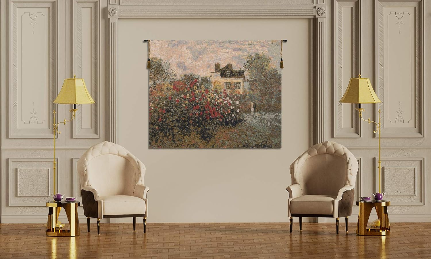 C Charlotte Home Furnishings Inc The House European Tapestry Wall Hanging | Viscose Cotton and Polyester Blend Wall Art | 35 in. x 56 in | Home Decor Accents | Inspired by Claude Monet
