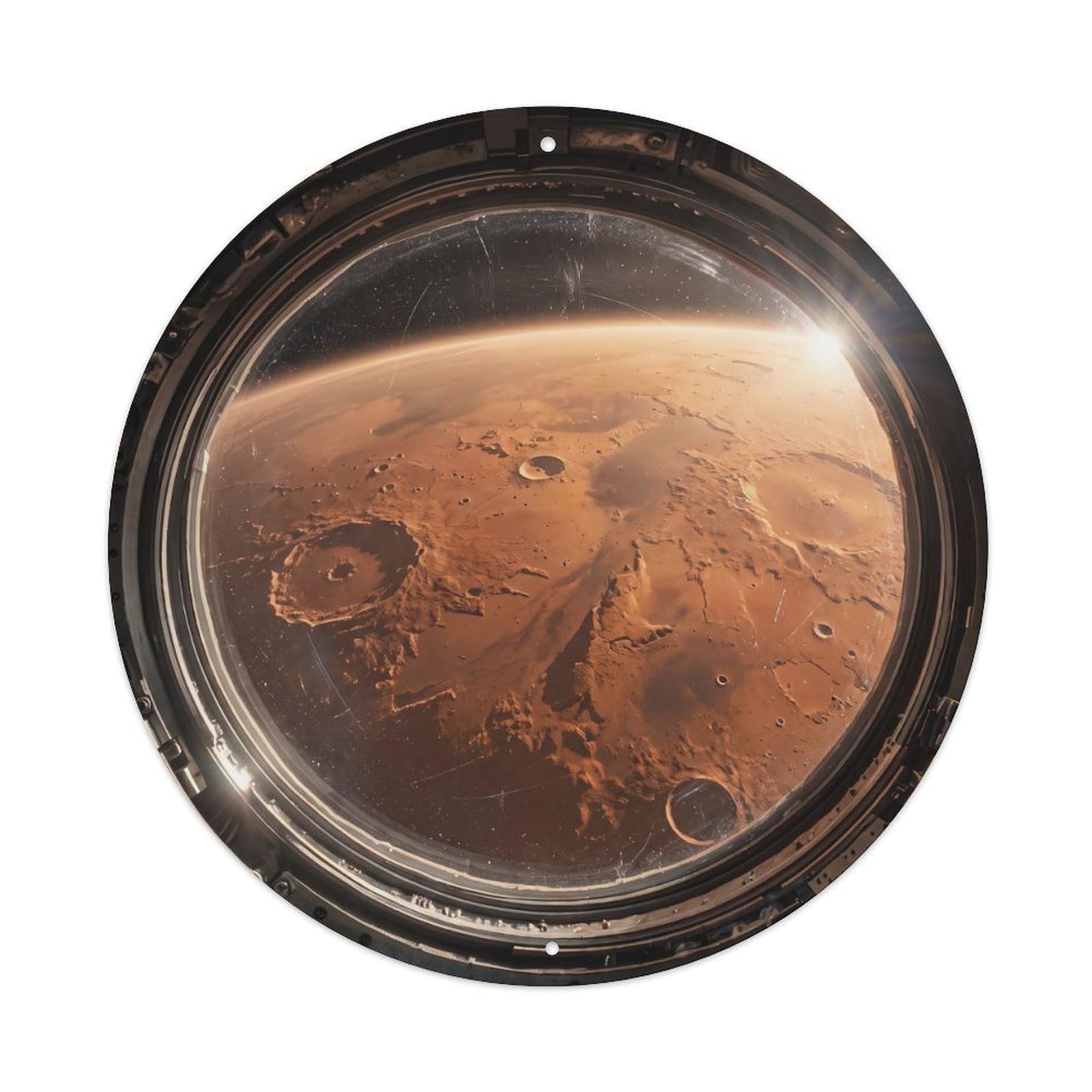 Red Planet Surface from Space Station Porthole Metal Tin Sign