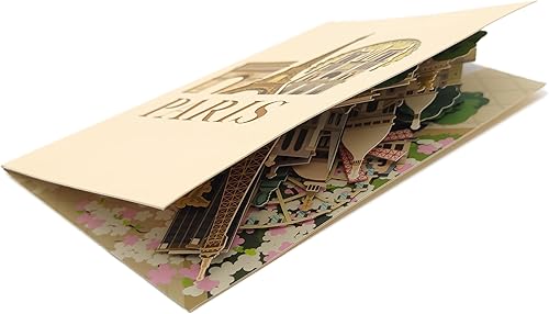 Miniatura 3 de ASVP Shop Paris Skyline - Tarjeta emergente hecha a mano, tarjeta de felicitación 3D con monumentos icónicos, tarjeta para amigos, tarjeta de feliz