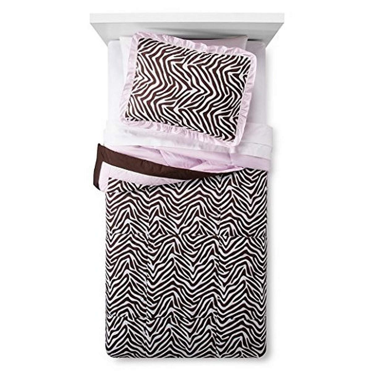 Pam Grace Creations Zara Zebra Twin Bedding Set, Brown