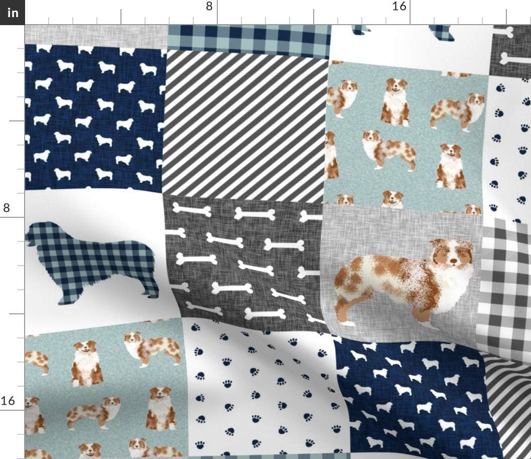 Spoonflower Fabric - Australian Shepherd Red Pet Quilt Cheater Dogs Nursery Portrait Printed on Petal Signature Cotton Fabric by The Yard - Sewing Quilting Apparel Crafts Decor