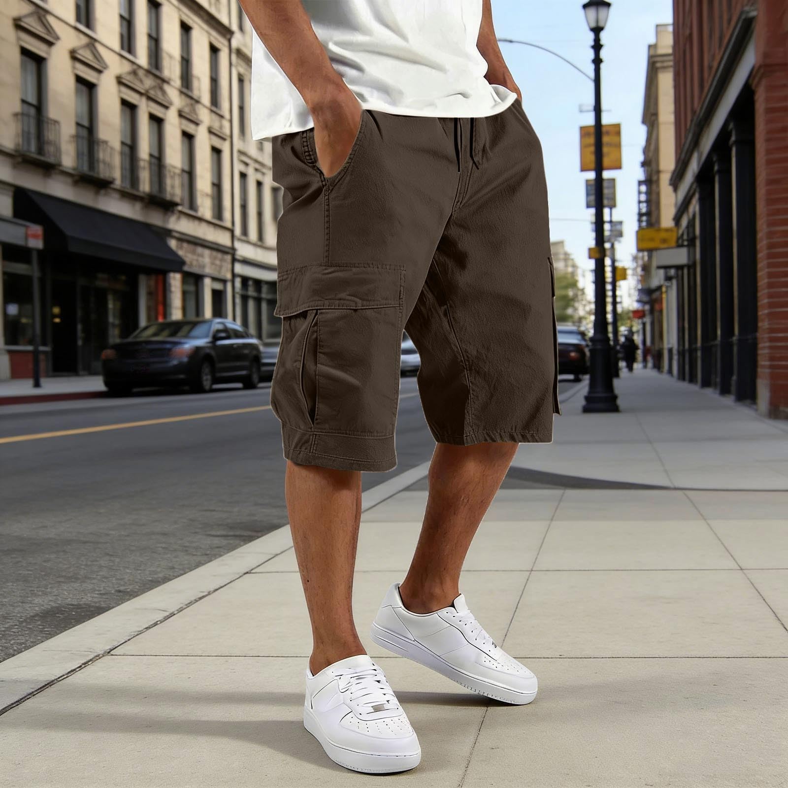 Pantaloncini Uomo Estivi Cargo Bermuda Cargo Shorts - Con Tasche Pantaloni Corti Slim Fit Multi-Tasche In Cotone Pantaloncini Da Lavoro Casual Sportivi Leggero Shorts Campeggio Vacanza Spiaggia