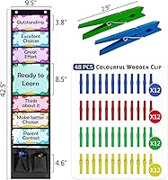 Vista 3 de Ranslen Student Behavior Clip Chart for Classroom Management Kids Track Reward Pocket Chart Hanging Creative Bulletin Board with 2 Storage Bags for