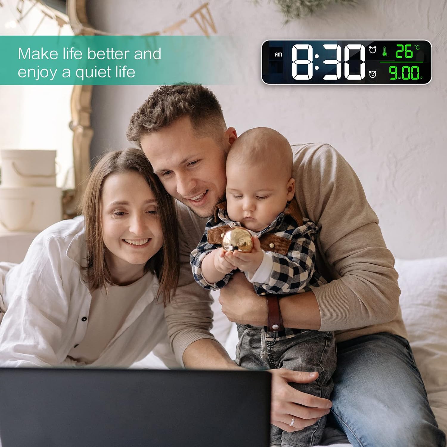 ORIA clock wall mounted and on a table