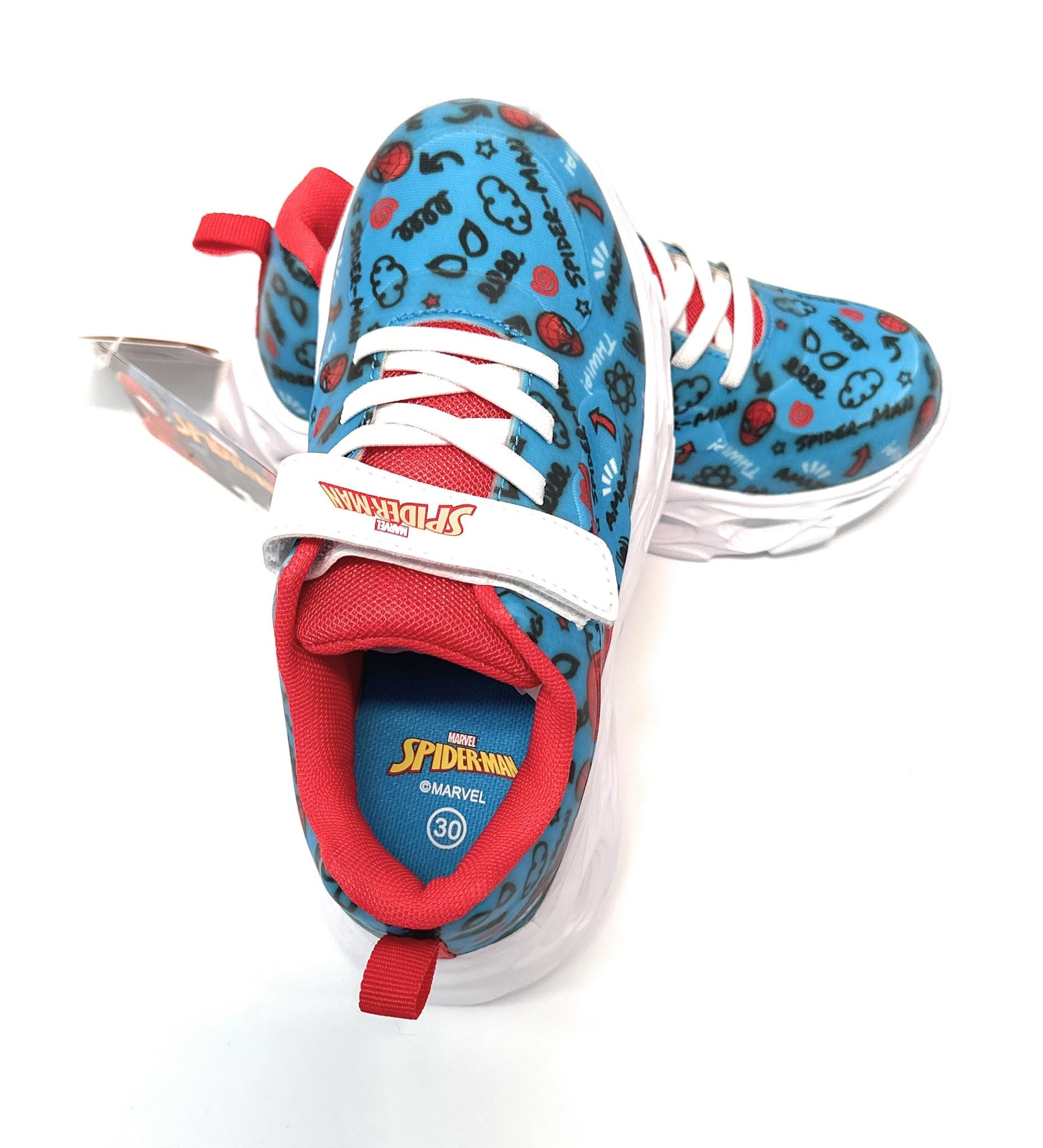 Scarpe Sandalo Chiuso Sneakers per Bambini Spider-Man Suola Luminosa, Luce Rossa,Varie taglie14399 (nerom Rosso, Sistema Taglie Calzature EU, Bambino Piccolo (2-5 Anni), Numero, Media, 28)