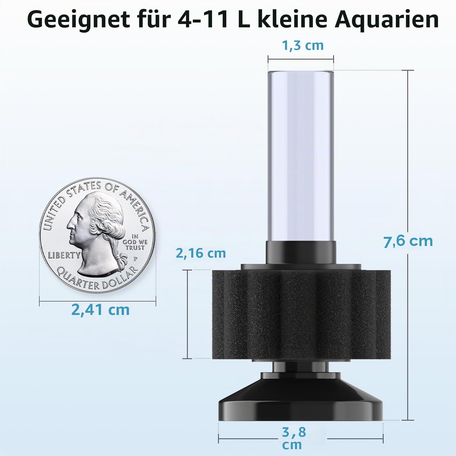 Pawfly Aquarium Schwammfilter, Aquarium Filter Klein mit Luftschlauch und Regelventil mit Zubehör für Kleine Aquarien bis zu 12 L
