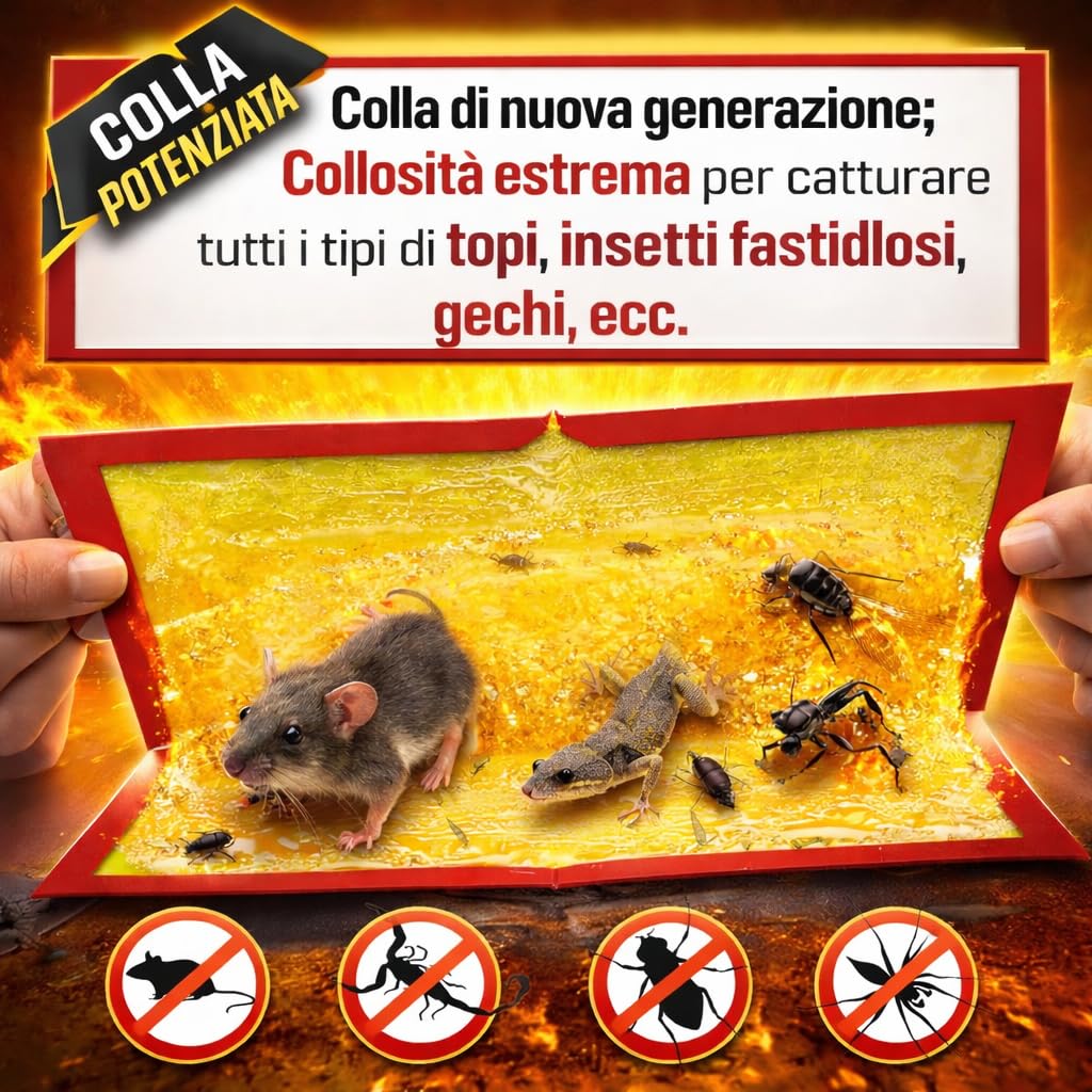 La Più Potente Trappola per Topi SUPER Adesiva – Confezione da 5 Trappole Collanti Extra Forti – Cattura Rapida e Sicura – Senza Veleno per Topi