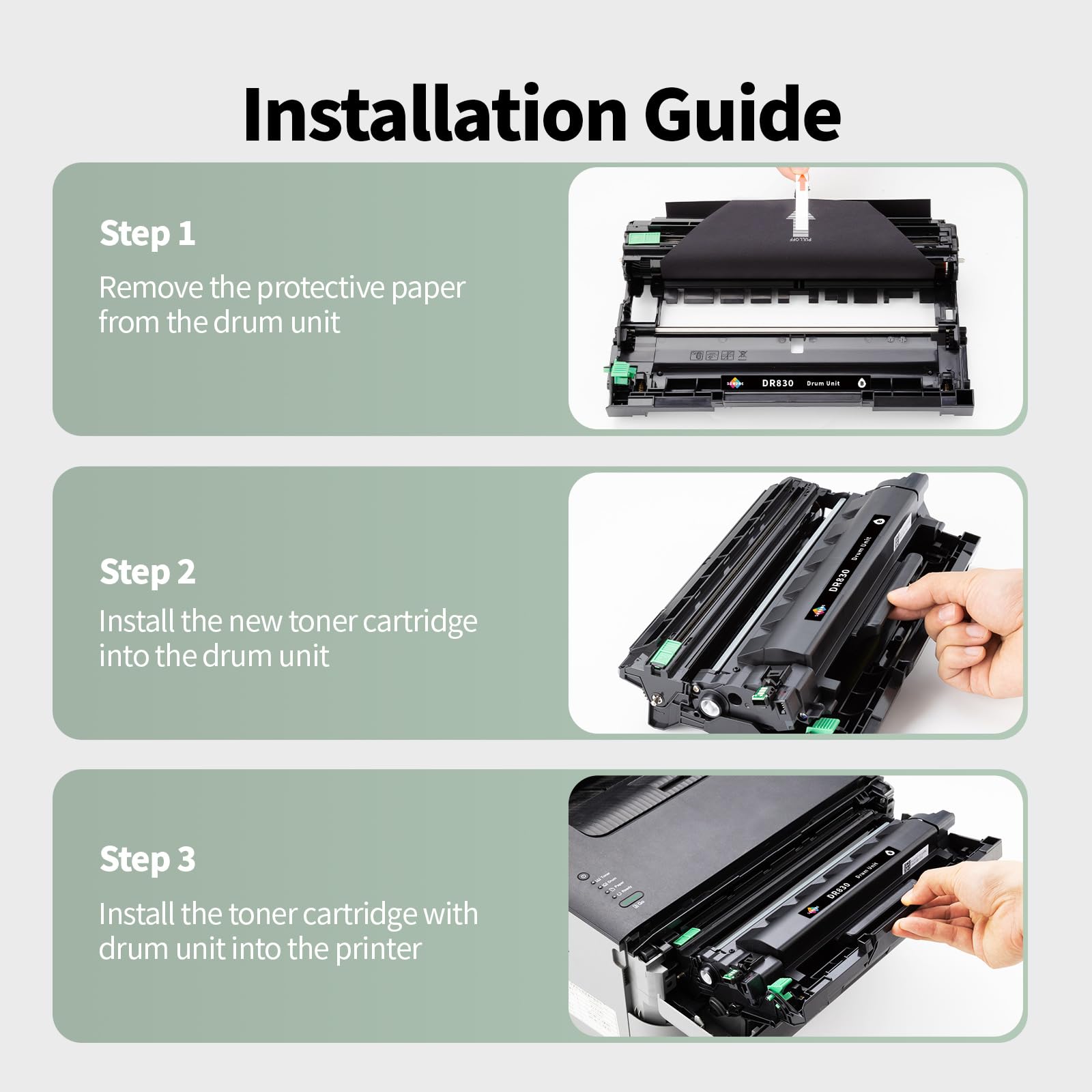 DR830 - Unità tamburo di ricambio per Brother DR830 DR-830, toner per stampanti Brother HL-L2460DW, DCP-L2640DW, HL-L2405W, MFC-L2820DW, confezione da 2