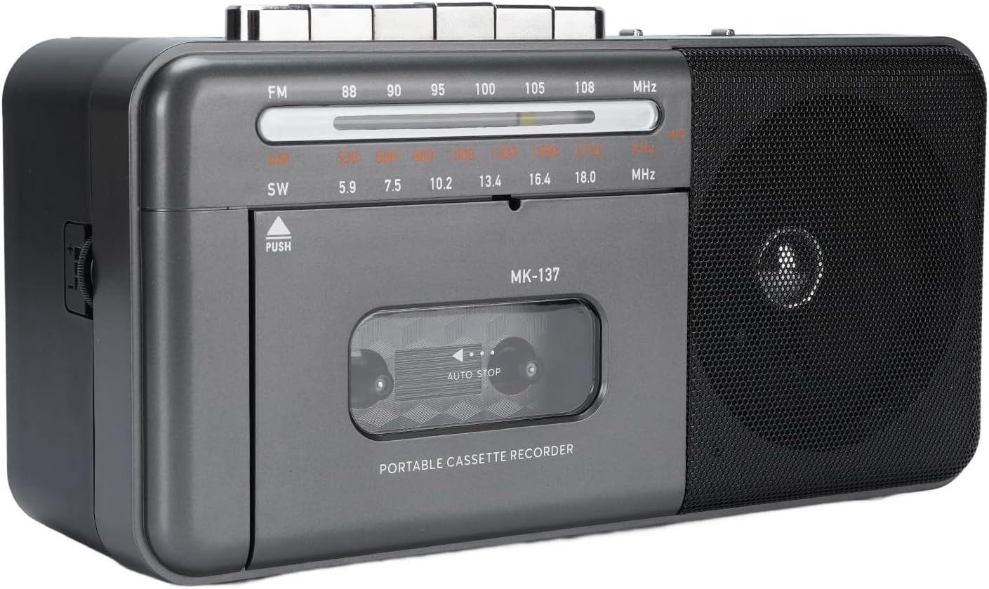 PUSOKEI Portable Cassette Tape Player, Retro Cassette Player Speaker with USB Charging and Extendable Antenna for FM AM SW Radio, for Home Travel Outdoor Camping (US Plug (AC 120V 60Hz))