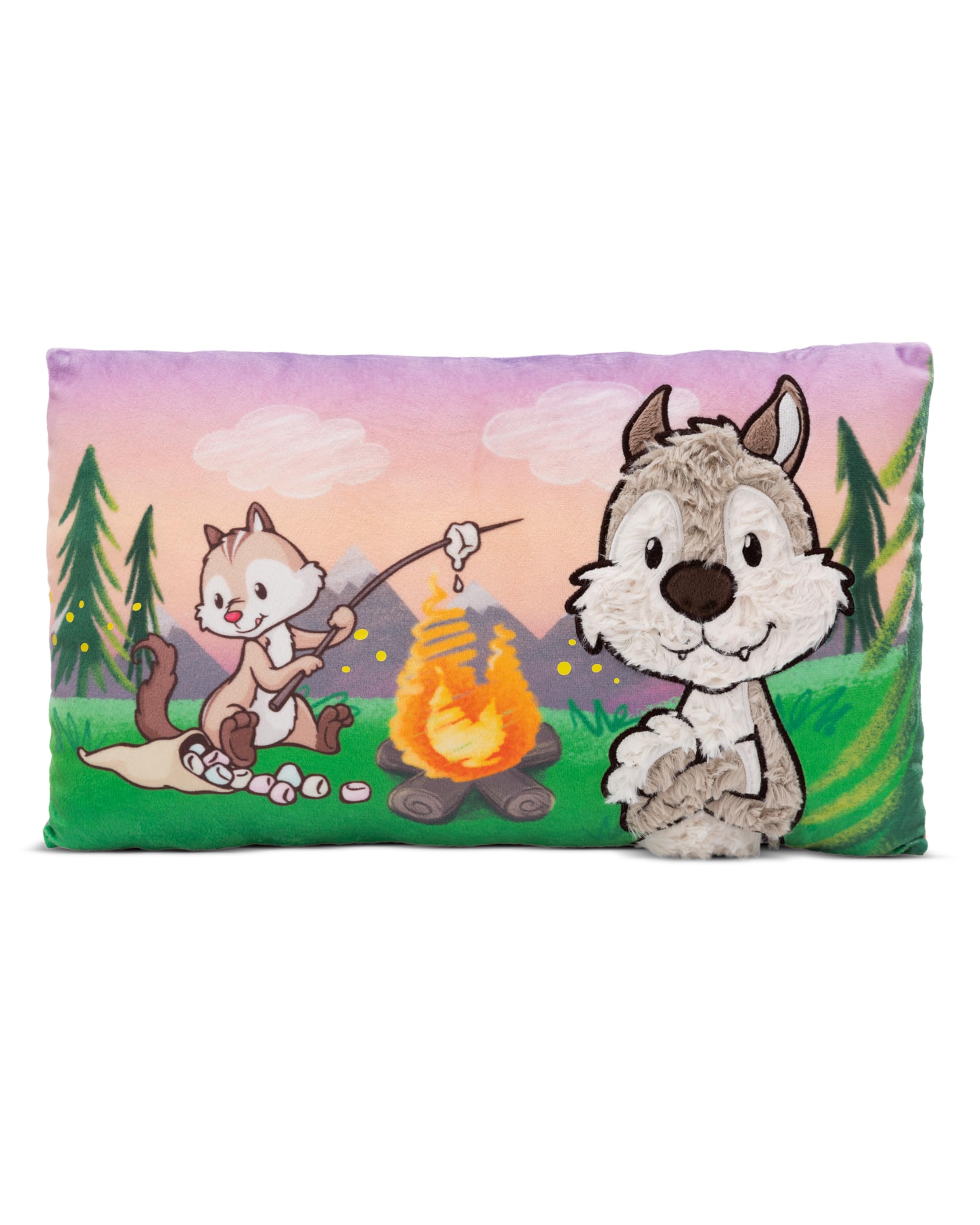 NICI Forest Friends Kinder Kissen Wolf Winny & Streifenhörnchen JoJo 43x25cm - Rechteckiges Kuschelkissen flauschig, Für Mädchen, Jungen & Babys Erwachsene – 49954