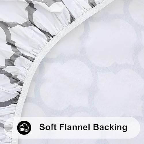 Miniatura 66 de Smiry - Mantel redondo de vinilo ajustable con bordes elásticos y parte trasera de franela, mantel de vinilo impermeable, lavable, diseño enrejado