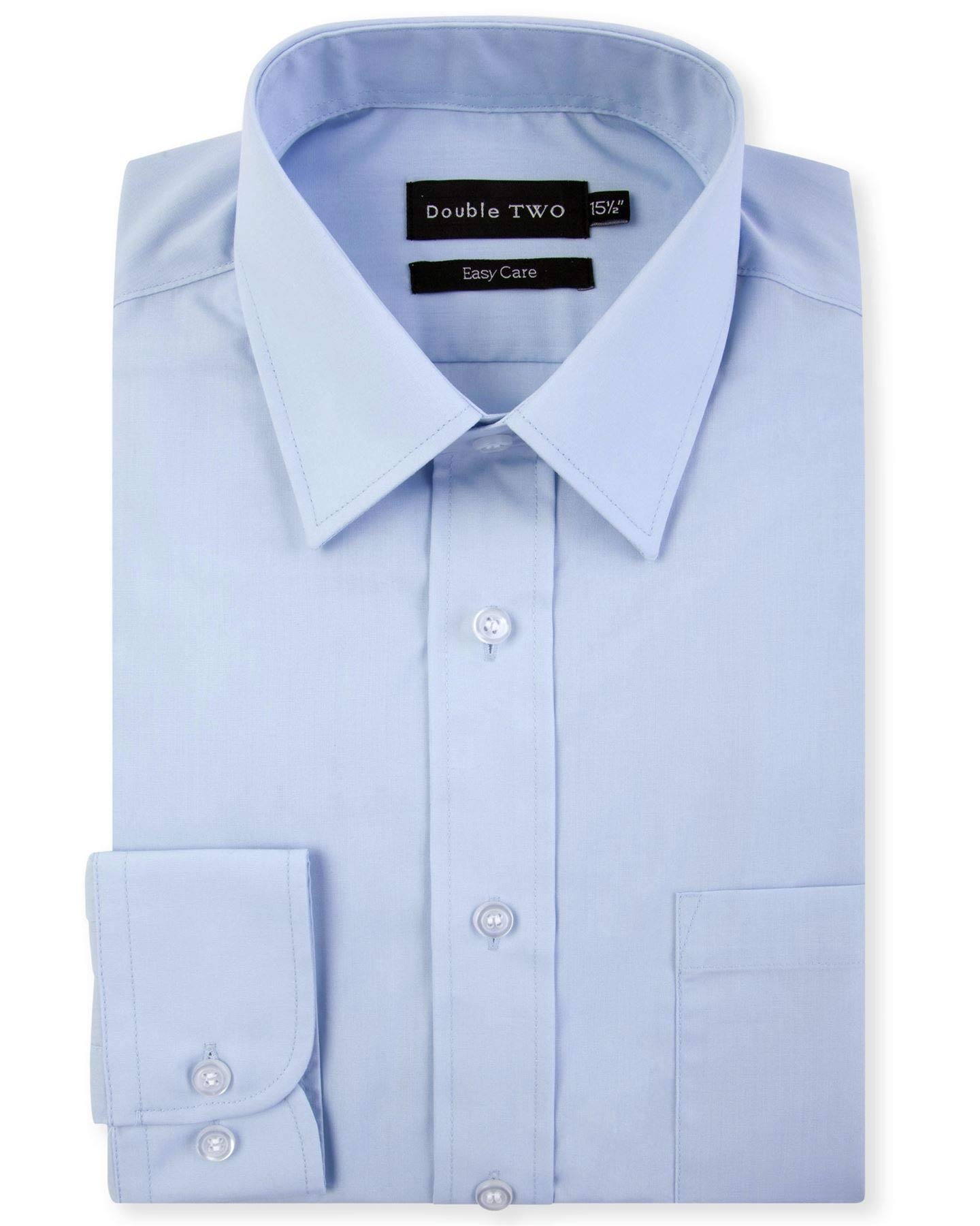 Double TWO Long Sleeved Non Iron Cotton Rich Shirts (4500) in Glacier in 15.5