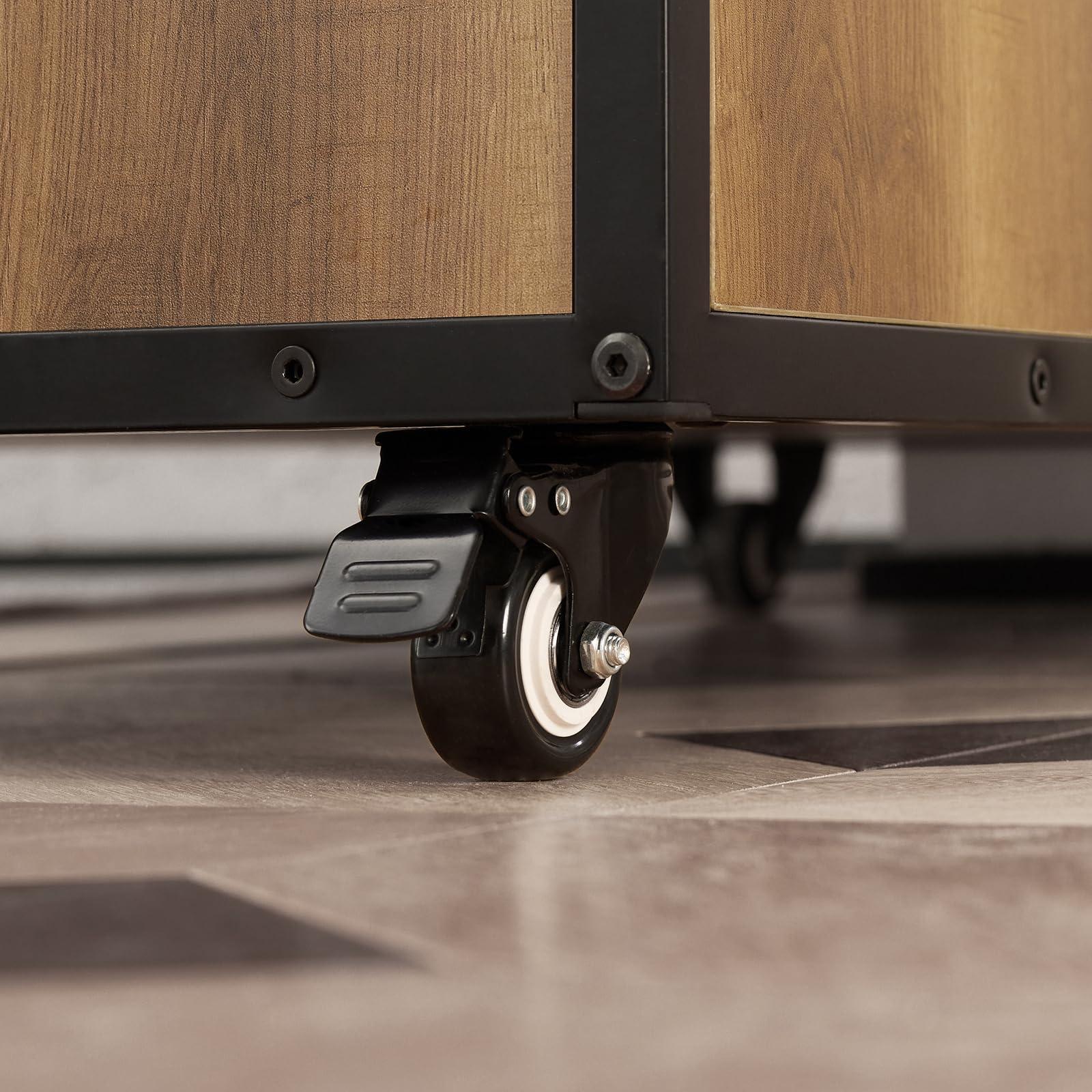 SoBuy KNL02-PF Design Küchenwagen mit Arbeitsplatte Kücheninsel mit Türen und Schubladen Küchenschrank Rollwagen Sideboard auf Rollen Küchentrolley Vintage braun BHT ca.: 113x106x69cm