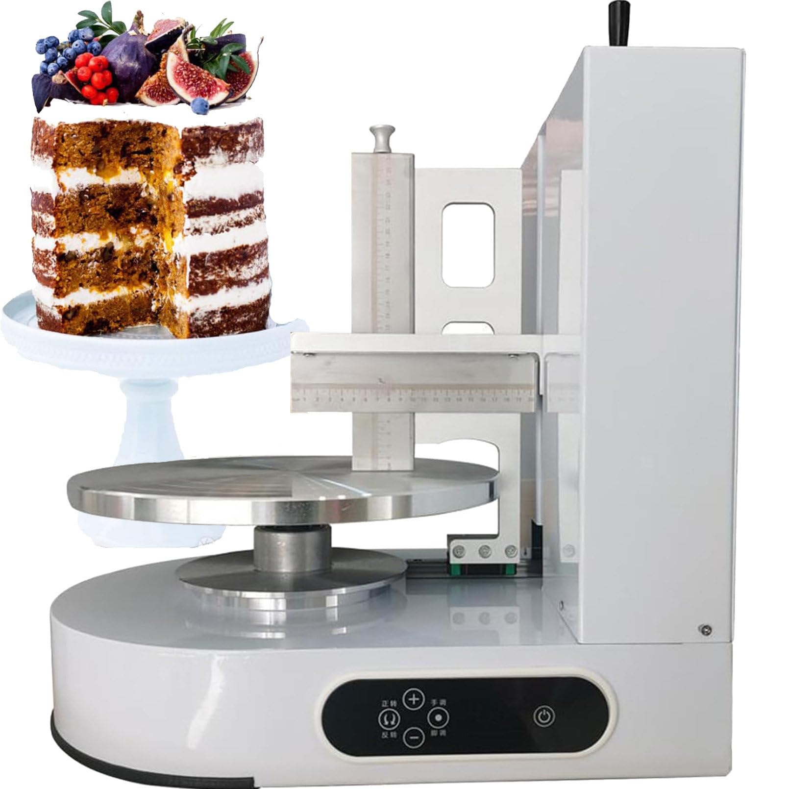 GâTeau Machine Automatique De Lissage De Bord De RevêTement De CrèMe De GâTeau d'anniversaire Outil De Lissage De GlaçAge De GâTeau RéGlable pour GâTeau De 4 à 12 Pouces,White