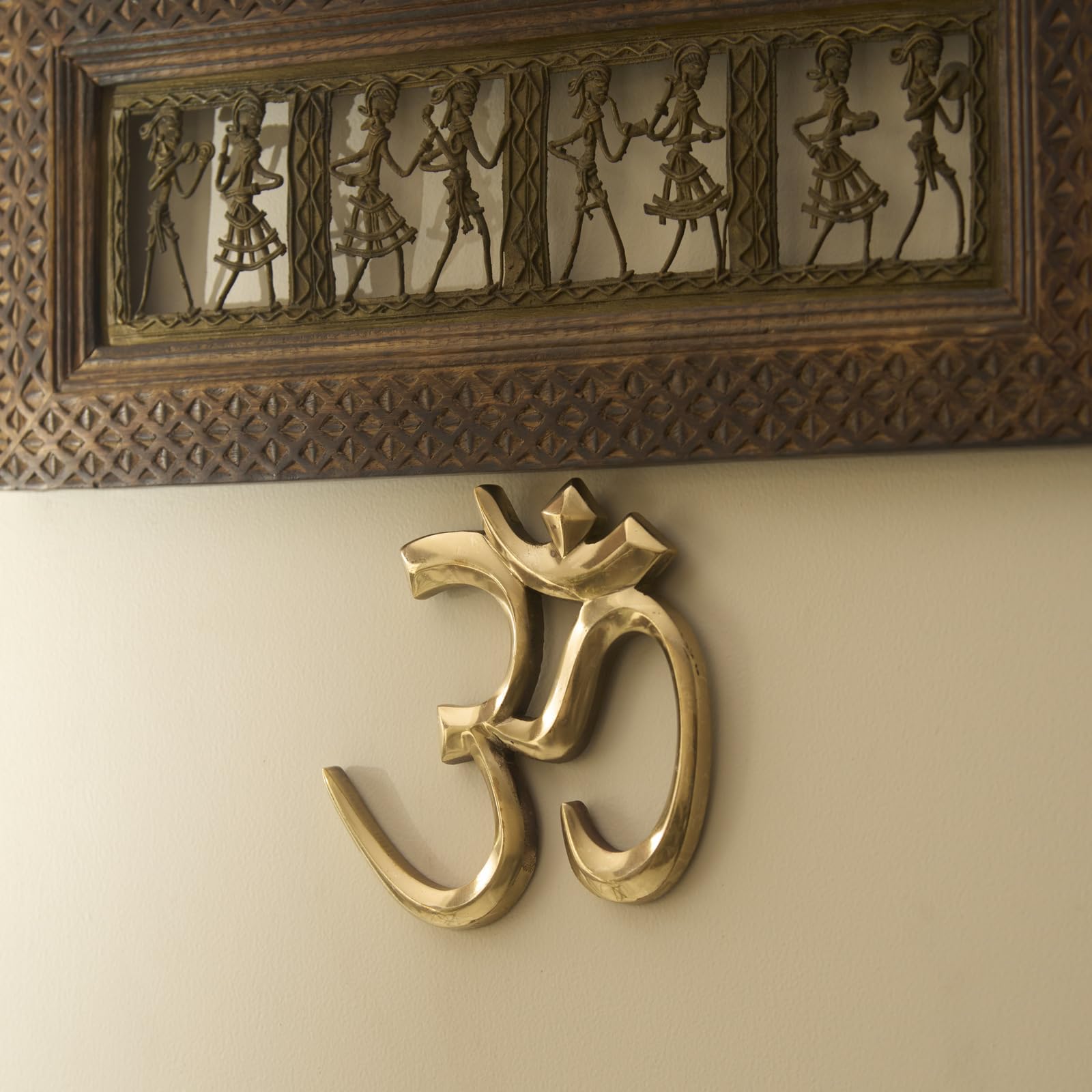 ESPLANADE Brass OM Wall Hanging Sculpture | Vastu | Fengshui | Goodluck, Auspicious, Religious symbols | Pooja Idols | Home Decor (6" Inches)