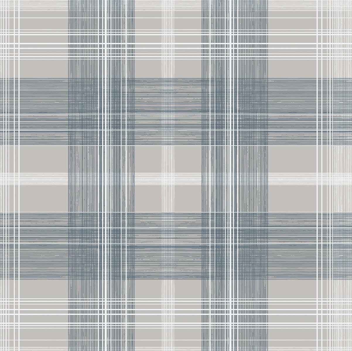 NextWall Stacy Garcia Crossroads Plaid Peel and Stick Wallpaper (Argos Grey & Blue)