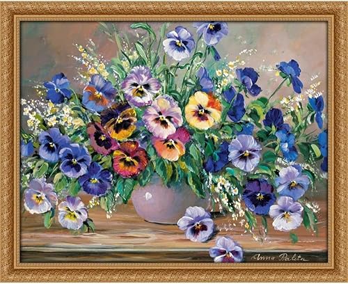 Vista 24 de ArtDirect - Paleta, Anna 18x15 Black Modern Framed Art Print Titled: Bouquet of pansies Black Modern Wood Frame,Black Modern Wood Frame with Double