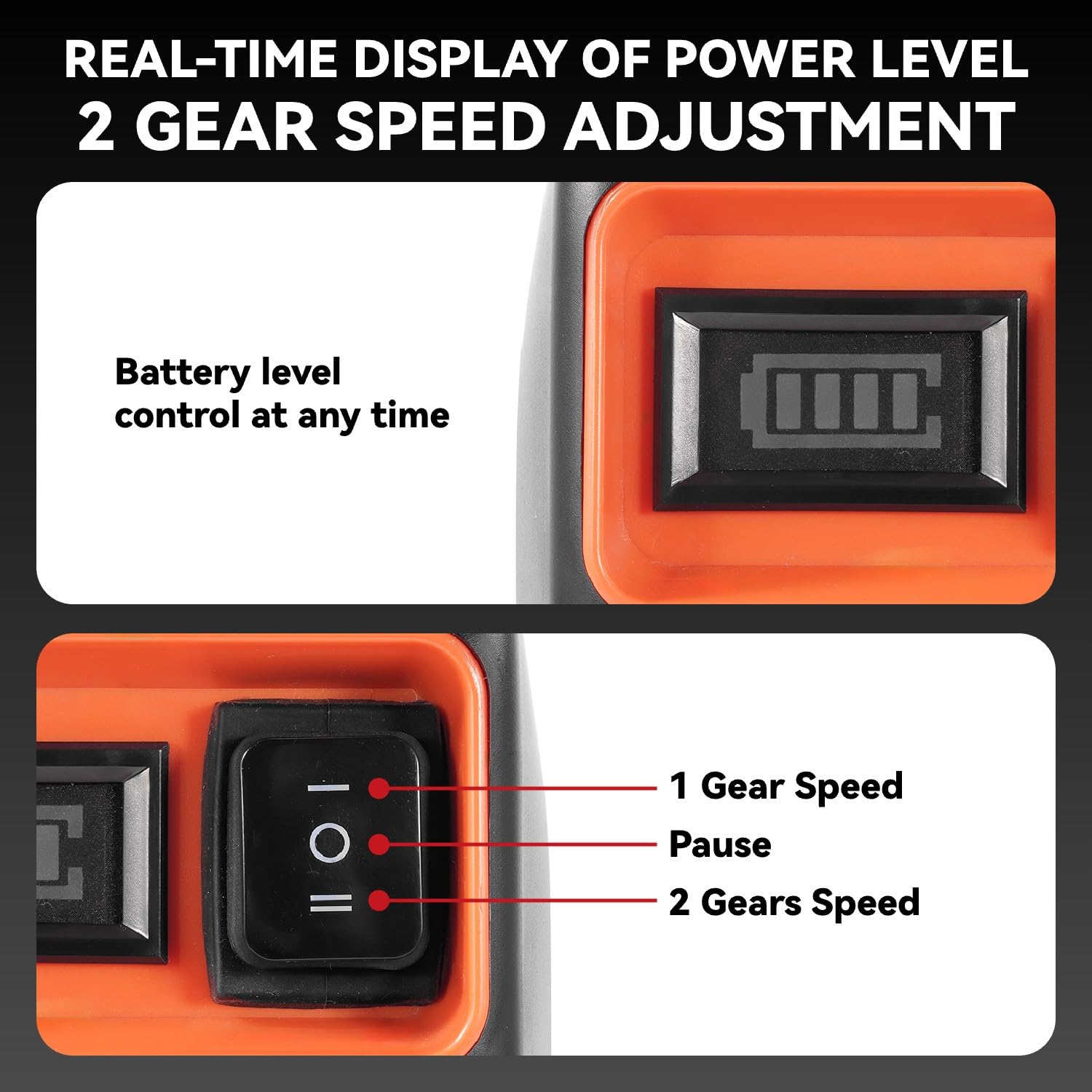 ONEVAN Pompa dell'acqua a batteria, 600 l/h, pompa da giardino elettrica con indicatore di potenza, 2 batterie da 2000 mAh, regolazione a 2 marce, pompa dell'acqua con ugello 7 in 1, tubo, filtro