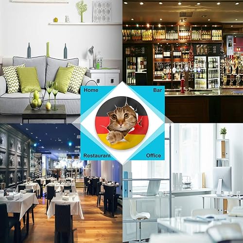 Miniatura 4 de visesunny Portavasos con estampado 3D de la bandera de Alemania con diseño de gato en Alemania, con base de corcho, antideslizantes, para bebidas