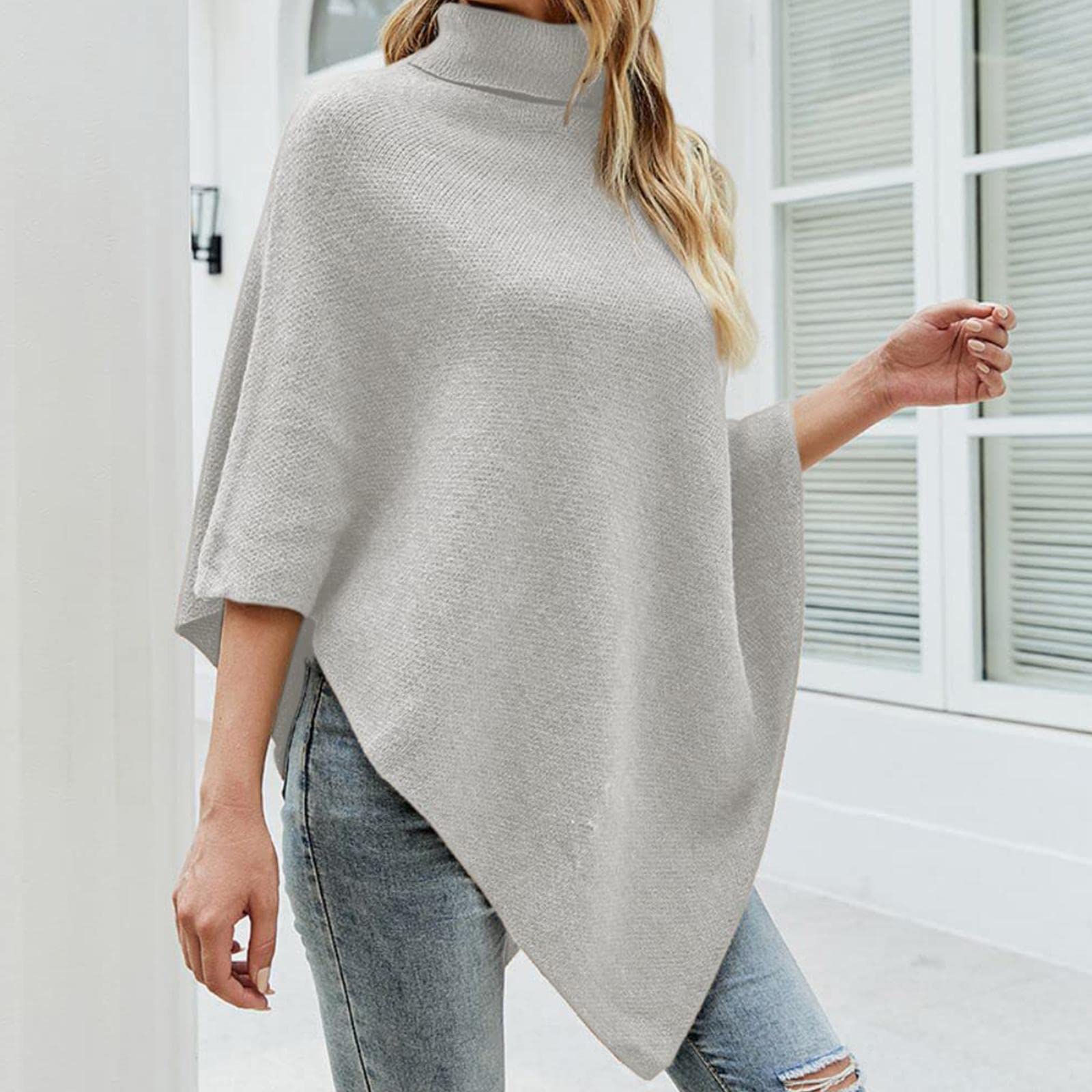 Poncho Mixto de Cachemira para Mujer Poncho de Punto con Botones Manta de Capa Bufanda de Cardigan Amiseta de Capa Chal Regalo de Ropa de Invierno