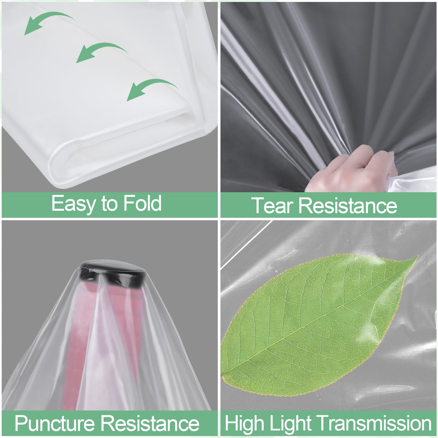 Lámina de plástico transparente para invernadero de 10 x 26 pies, película de polietileno de 6 mil, resistente, resistente al agua, sol, heladas, viento, polvo, cubierta de plástico para agricultura,