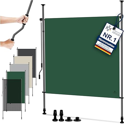 KESSER® Klemmmarkise 200x310 cm, Garten Balkon Sichtschutz wetterfest, Wind- &