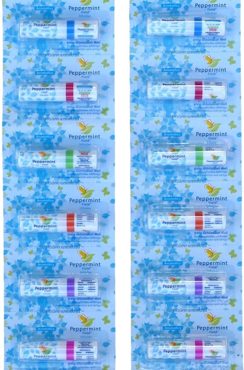 12x Peppermint Field Aromatic Nasal Inhaler Inhalant Relief Vertigo Faint Made in Thailan