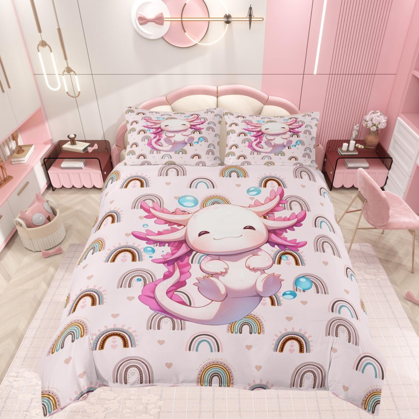 Homewish Pink Kawaii Unicorn Cot Duvet Cover Set Pink Reversible โ image 1