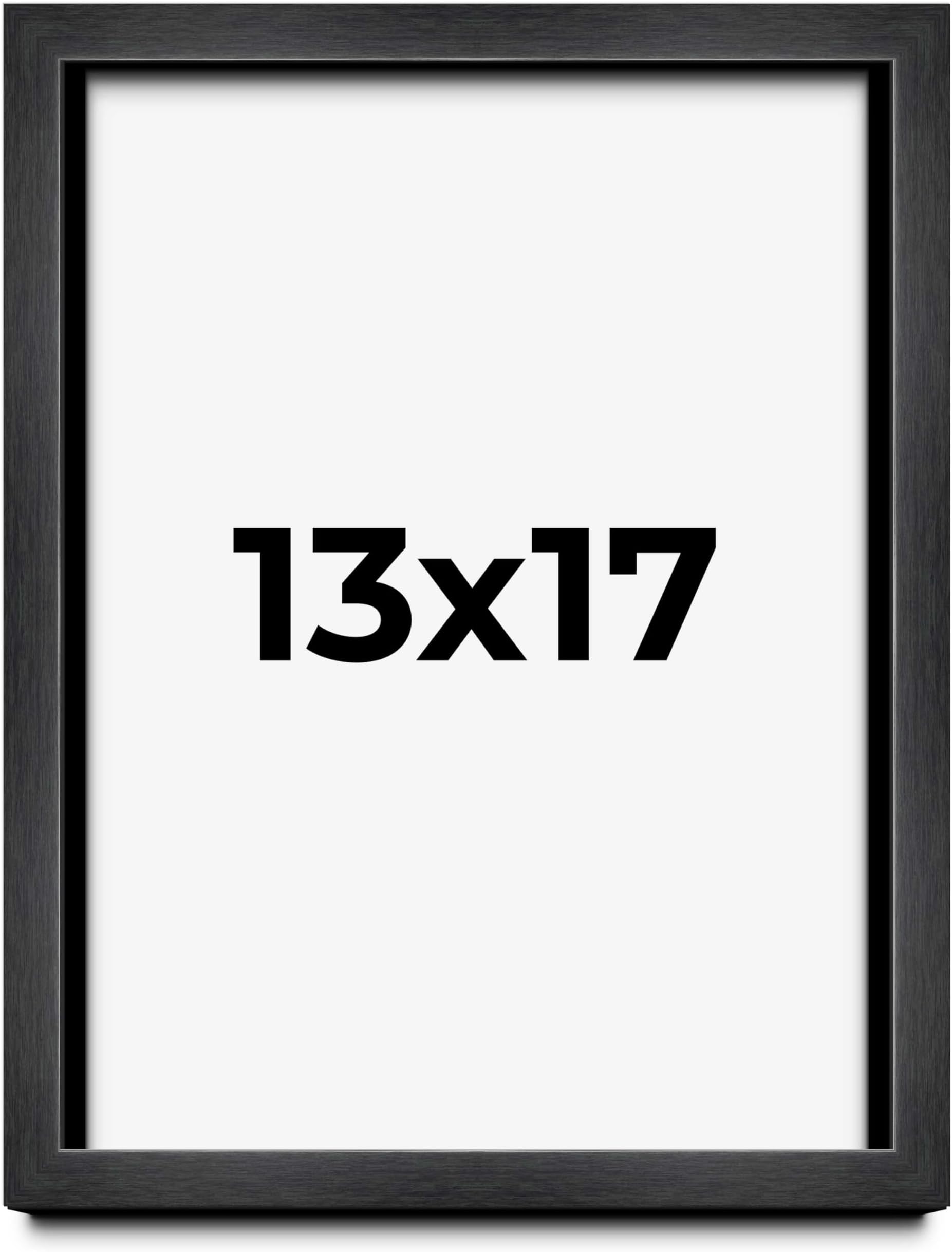 13x17 Shadow Box Charcoal Black Frame Display Case Solid Wood Shadowbox | 1" Inch Deep | with UV Acrylic Plexiglass, Backing & Hanging Hardware
