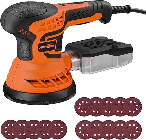 Miniatura 1 de Autolock Lijadora orbital de 5 pulgadas, potentes lijadoras orbitales de 350 W, 7 velocidades variables 6000-13000 RPM lijadora de palma eléctrica