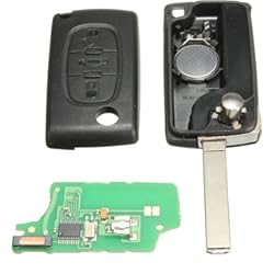 KaTur Carcasa para Llaves de Coche con Control Remoto, 3 Botones, Clave, Pila de Repuesto, Chip ID46 Compatible con Peugeot y Citroën Berlingo, frecuencia de 433 MHz