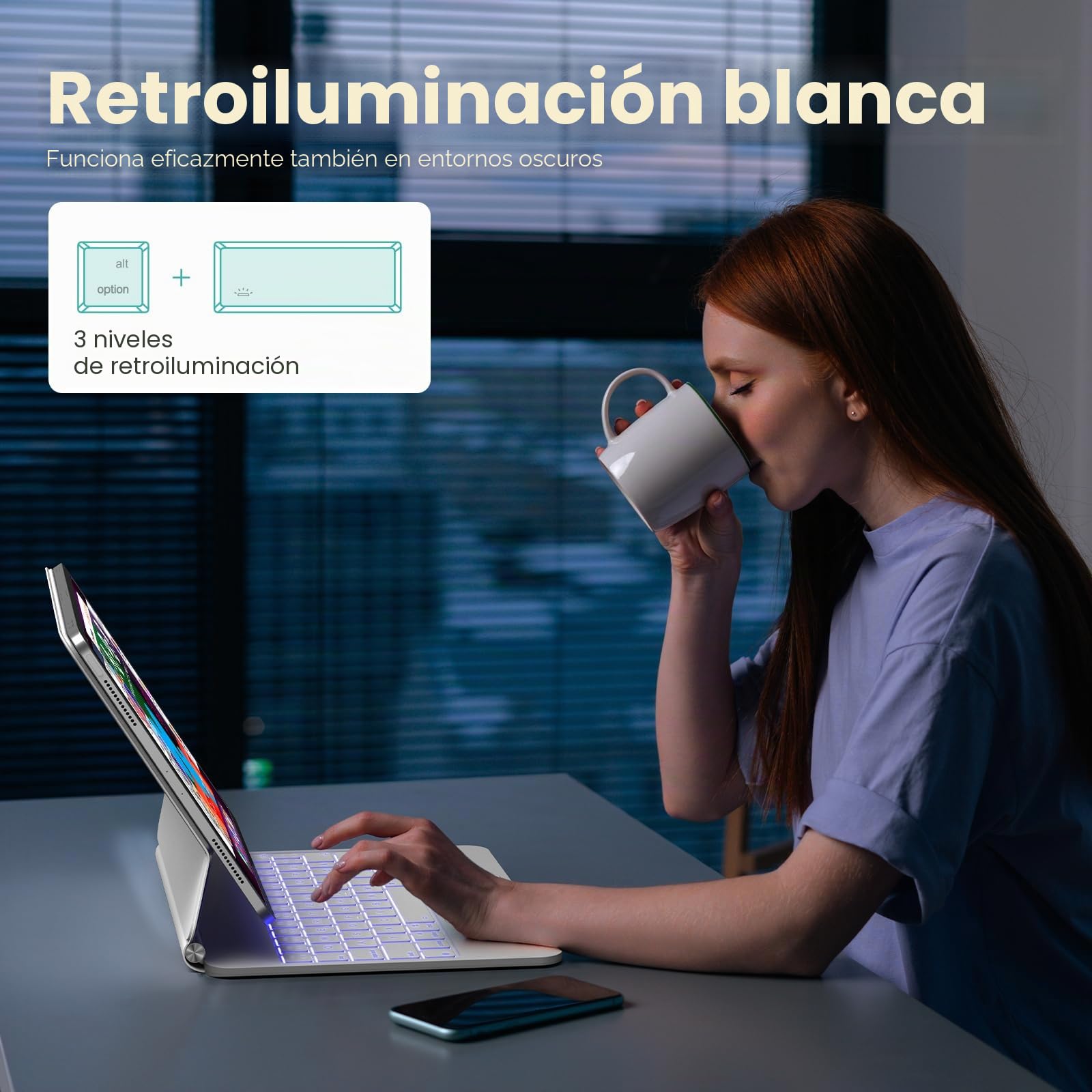 TECURS Teclado para iPad Air de 11 pulgadas (M3/M2, 2025/2024), iPad Air 5/4 (2022/2020) Funda con teclado, Magic Keyboard para iPad Pro 11(4ª/3ª/2ª/1ª generación) con trackpad, QWERTZ, blanco
